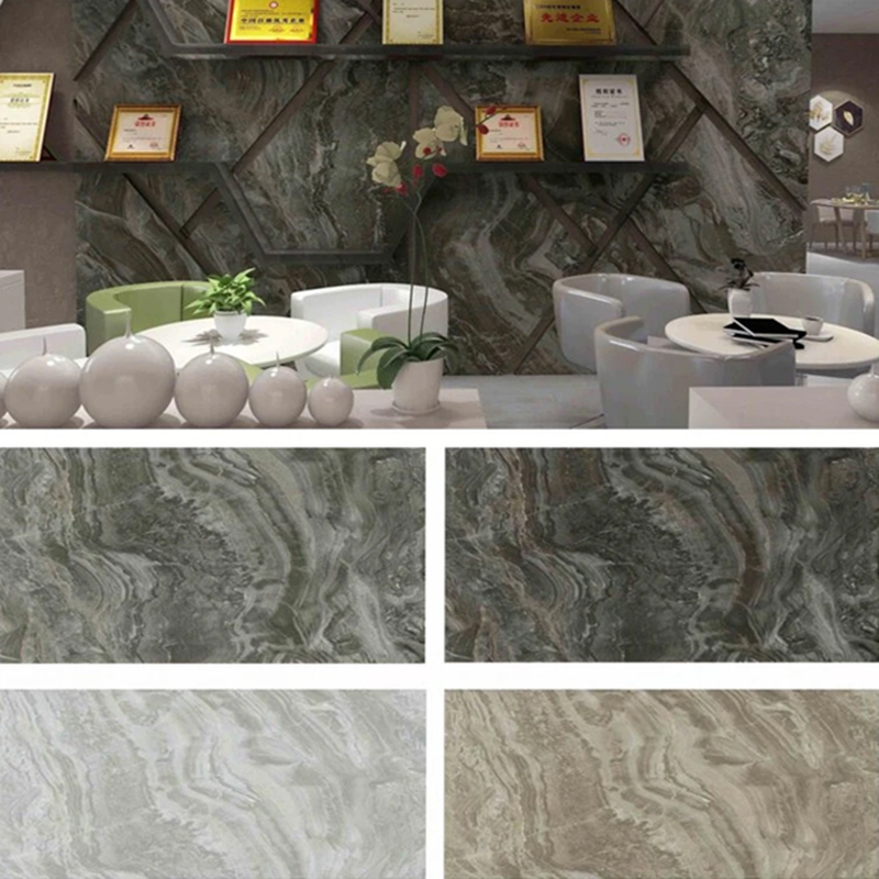 แผ่นหินอ่อน PVC เคลือบ UV ขนาด 1220 × 2800 มม. สำหรับเฟอร์นิเจอร์และ Cabinetry แผ่นผนังพลาสติกลามิเนตน้ำหนักเบาและทนทาน