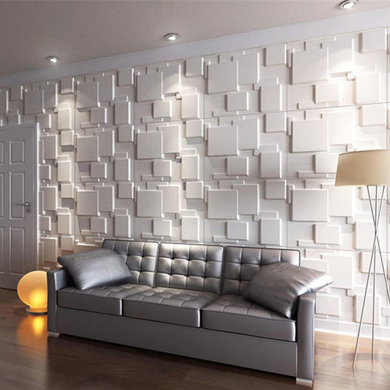 Pared 3d ผนังวอลล์เปเปอร์เคลือบผนังสำหรับตกแต่งบ้านในร่มแผง De Pvc Modern Geometric Villa