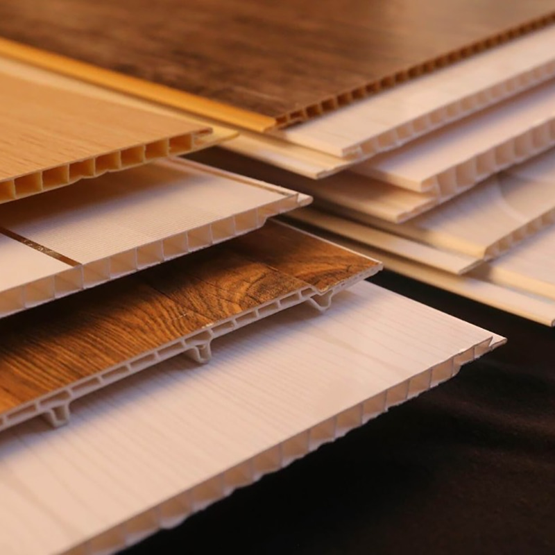 แผงผนังรวมไฟเบอร์ไม้ไผ่เป็นมิตรกับสิ่งแวดล้อม 600x9 มม. PVC WPC ทนทานอเนกประสงค์การออกแบบตกแต่งภายในที่ทันสมัยติดตั้งง่าย