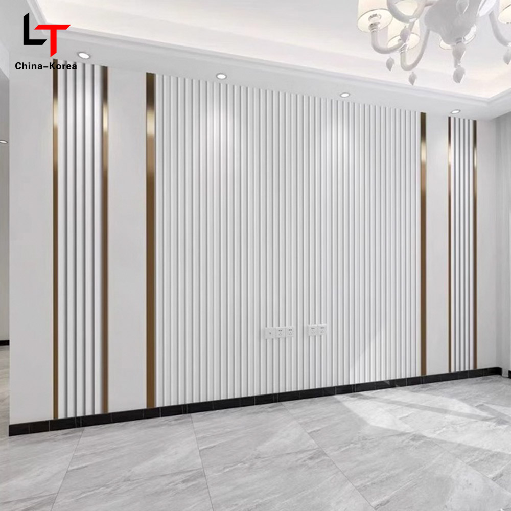 1220 × 2440 มม. เป็นมิตรกับสิ่งแวดล้อม PVC ไม้วีเนียร์ไม้แผ่นผนังตกแต่งสำหรับผนังในอาคารกันน้ำป้องกันรอยขีดข่วนติดตั้งง่าย