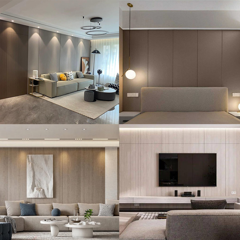 1220 × 2440 มม. เป็นมิตรกับสิ่งแวดล้อม PVC ไม้วีเนียร์ไม้แผ่นผนังตกแต่งสำหรับผนังในอาคารกันน้ำป้องกันรอยขีดข่วนติดตั้งง่าย