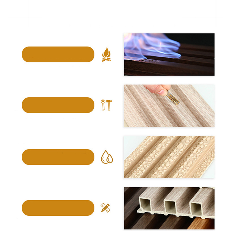 แผงผนัง WPC ในร่มไม้พลาสติกคอมโพสิตผนังกระดานผนังกันน้ำกันเสียงและทนไฟสำหรับการใช้งานยิมตกแต่งภายในบ้าน