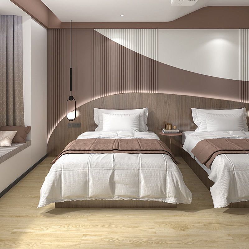 ความทนทานกระเบื้องพลาสติกลอยลายไม้กันน้ำ 4 มม. 5 มม. 6 มม. 7 มม. 8 มม. PVC คลิกแผ่นไวนิลพื้น SPC